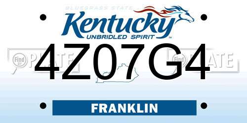 4Z07G4 Kentucky License Plate