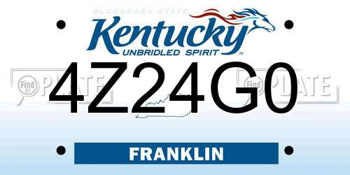 4Z24G0 Kentucky License Plate