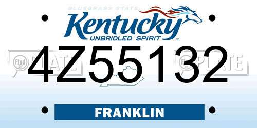 4Z55132 Kentucky License Plate