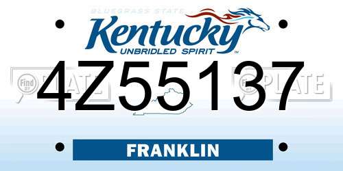 4Z55137 Kentucky License Plate