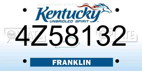 4Z58132 Kentucky License Plate
