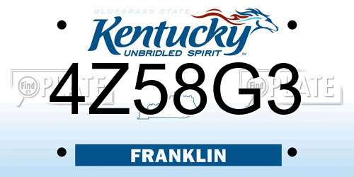 4Z58G3 Kentucky License Plate
