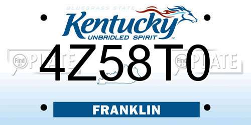 4Z58T0 Kentucky License Plate