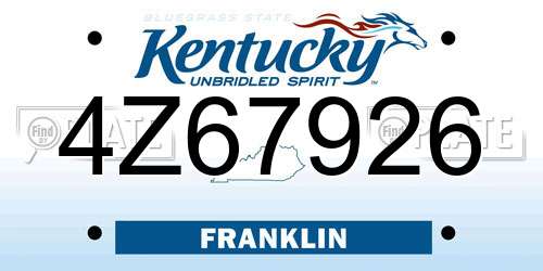 4Z67926 Kentucky License Plate