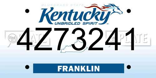 4Z73241 Kentucky License Plate
