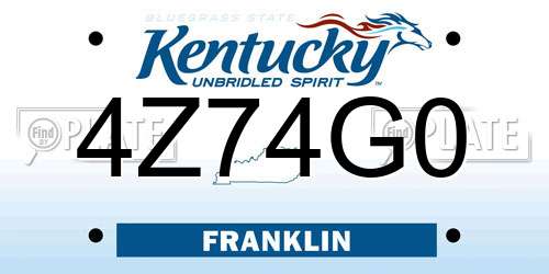 4Z74G0 Kentucky License Plate