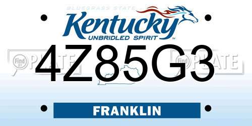 4Z85G3 Kentucky License Plate