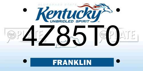 4Z85T0 Kentucky License Plate
