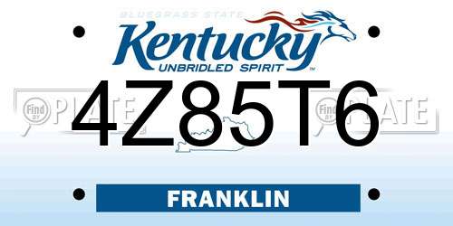 4Z85T6 Kentucky License Plate