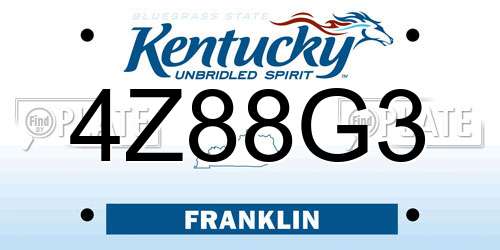 4Z88G3 Kentucky License Plate