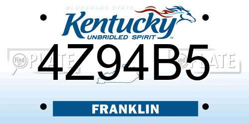 4Z94B5 Kentucky License Plate
