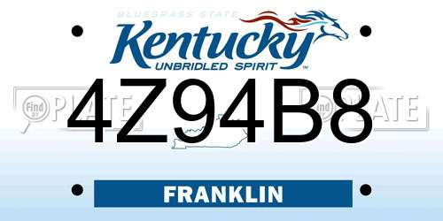 4Z94B8 Kentucky License Plate