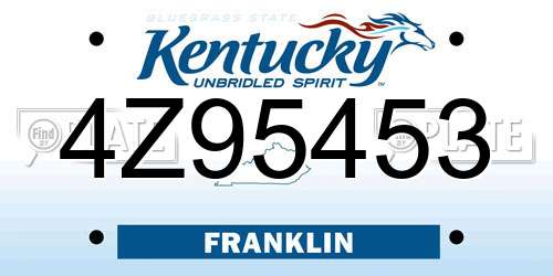 4Z95453 Kentucky License Plate