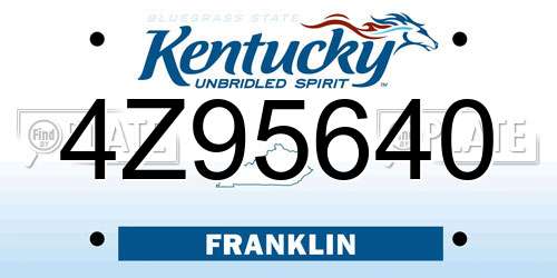 4Z95640 Kentucky License Plate