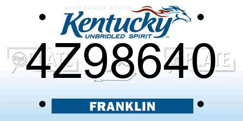 4Z98640 Kentucky License Plate