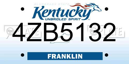 4ZB5132 Kentucky License Plate
