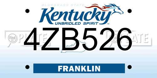 4ZB526 Kentucky License Plate