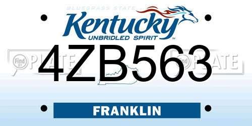 4ZB563 Kentucky License Plate
