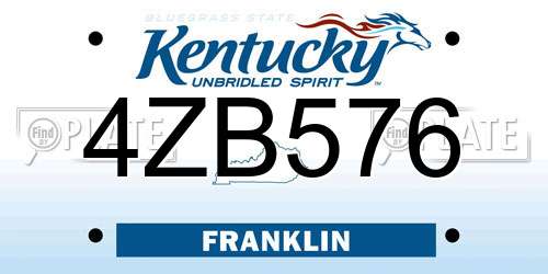 4ZB576 Kentucky License Plate