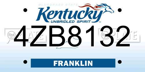 4ZB8132 Kentucky License Plate