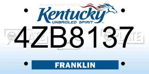 4ZB8137 Kentucky License Plate