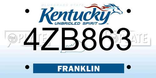 4ZB863 Kentucky License Plate
