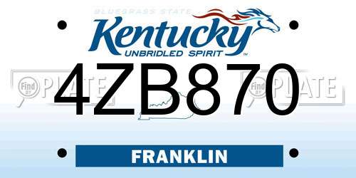 4ZB870 Kentucky License Plate