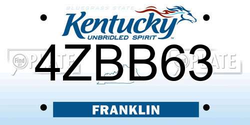 4ZBB63 Kentucky License Plate