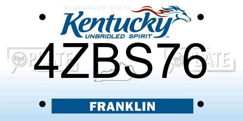 4ZBS76 Kentucky License Plate