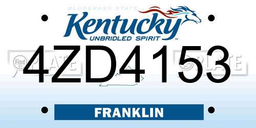 4ZD4153 Kentucky License Plate