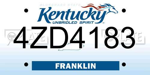 4ZD4183 Kentucky License Plate
