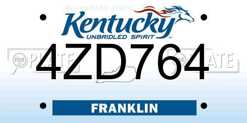 4ZD764 Kentucky License Plate