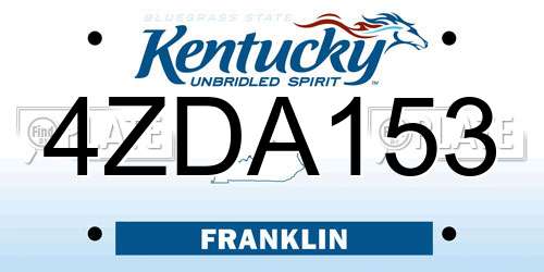 4ZDA153 Kentucky License Plate