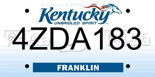 4ZDA183 Kentucky License Plate