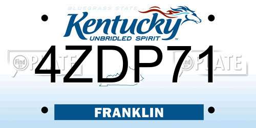 4ZDP71 Kentucky License Plate