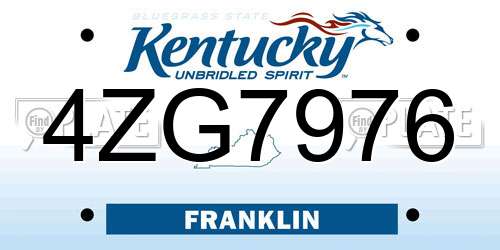 4ZG7976 Kentucky License Plate