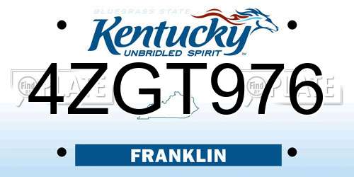 4ZGT976 Kentucky License Plate