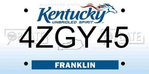 4ZGY45 Kentucky License Plate
