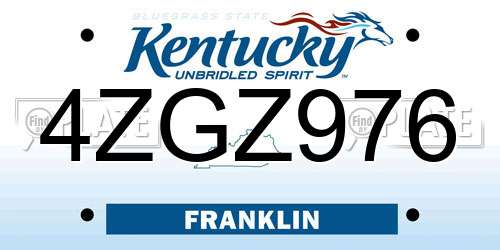 4ZGZ976 Kentucky License Plate