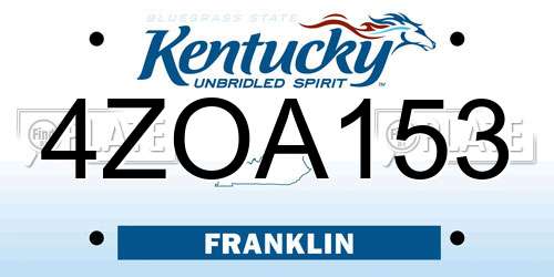 4ZOA153 Kentucky License Plate