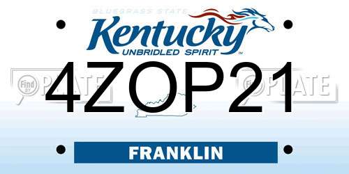 4ZOP21 Kentucky License Plate