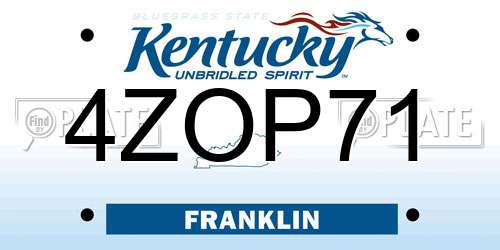4ZOP71 Kentucky License Plate