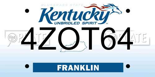 4ZOT64 Kentucky License Plate
