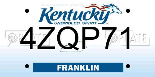 4ZQP71 Kentucky License Plate