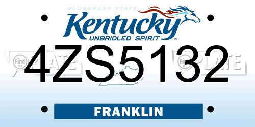 4ZS5132 Kentucky License Plate