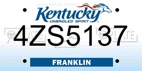 4ZS5137 Kentucky License Plate