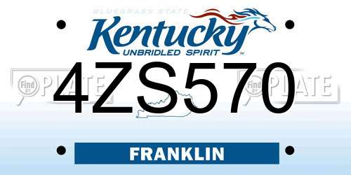 4ZS570 Kentucky License Plate