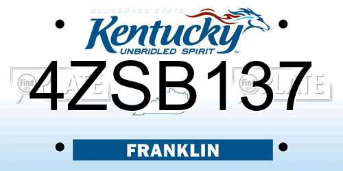 4ZSB137 Kentucky License Plate