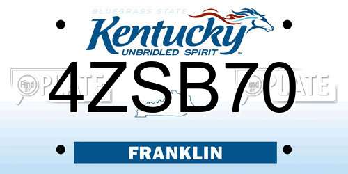 4ZSB70 Kentucky License Plate