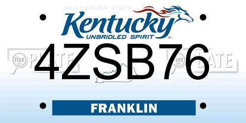 4ZSB76 Kentucky License Plate
